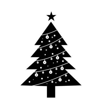 Noel ağacı simgesi, siyah ve beyaz
