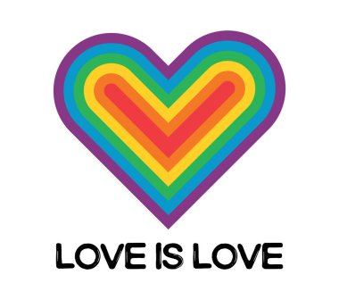 Aşk sembollü gökkuşağı kalbi