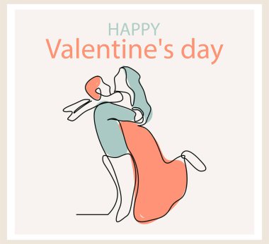 Sevgililer Günü. Mutlu aşıkların vektör çizimi.