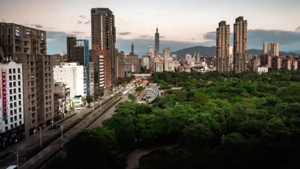 Motionlapse Central Park Day Night Taipei Taiwan — Vídeo de Stock
