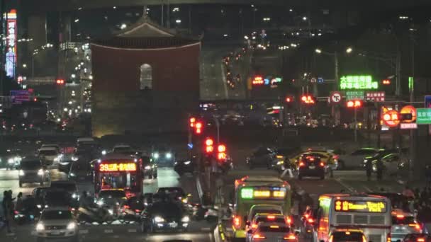 Tayvan Hareketli Başkenti Taipei Nin Gece Şehri Kuzey Kapısı Veya — Stok video