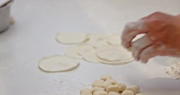손으로 돛대를 만들고 만두를 만드는 — 비디오