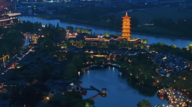 Yavaş çekim: Güzel kelebek çiçeklerin ve gün ışığında otlakların üzerinde uçuyor