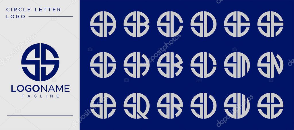Set of S letter logo design template. Circle S letter logo design vector. Vector illustration