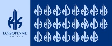 Su damlası koleksiyonu K harfi logo tasarımı. Droplet K harfi logo şablon seti. 