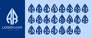 Su damlası koleksiyonu R harfi logo tasarımı. Damla R harfi logo marka koleksiyonu seti.