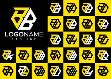 Altıgen B harfi logo dizaynı. Modern harf B logo şablon vektör paketi.