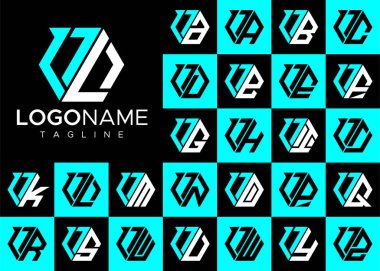 Altıgen L harfi logo dizaynı. Modern harf L logo şablon vektör paketi.