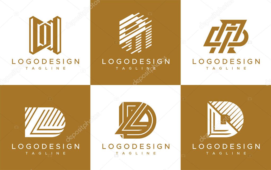 D M DM D L DL logo design template set. Modern DL DM letter initial logo.