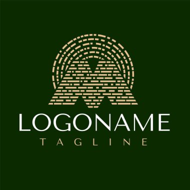 Klasik çizgi M harfi logo tasarım şablonu. Soyut M logosu grafiği.