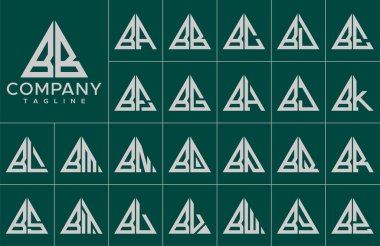 Modern üçgen harf B logo tasarım şablonu seti. Basit B satırı İlk logo markası