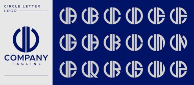 Collection of simple circle letter V logo design vector. V letter mark template set.