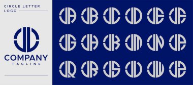 Collection of simple circle letter J logo design vector. J letter mark template set.