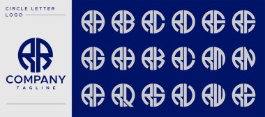 Collection of simple circle letter R logo design vector. R letter mark template set.