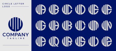 Collection of simple circle letter W logo design vector. W letter mark template set.
