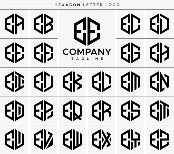 Conjunto Vectores Diseño Logotipo Letra Hexágono Moderno Plantilla Gráfica Logotipo — Archivo Imágenes Vectoriales