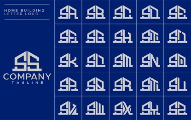 Minimalist home letter S logo design template set. House SS S letter logo vector collection.