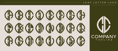 Modern line leaf letter C logo design. Abstract leaf CC C letter logo vector.