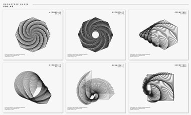 Modern blend line polygonal abstract logo design set. Abstract line contour art set.