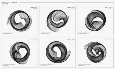 Modern sound wave circle logo design template set. Technology dynamic line art design.