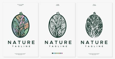 Luxury oval floral logo design template. Decorative flower logo vector.