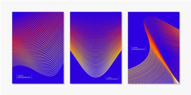 Soyut modern teknoloji hattı dalga arkaplan vektörü seti.