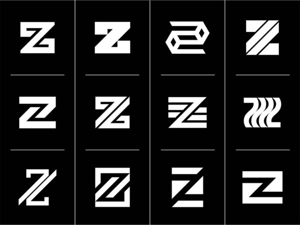 Minimalist line abstract letter Z logo design set. Modern simple initial Z logo