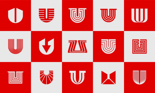 Geometrik Çizgi Soyut Logo Simgesi Paketi Modern Şirketin Logosu — Stok Vektör