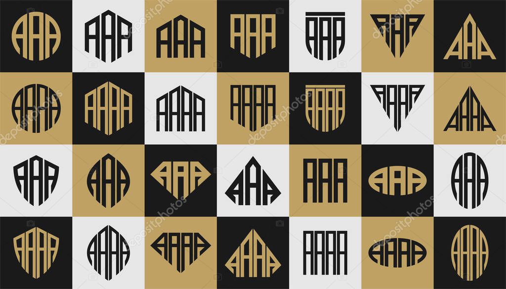 Set of abstract shape initial letter A AAA AAAA logo design