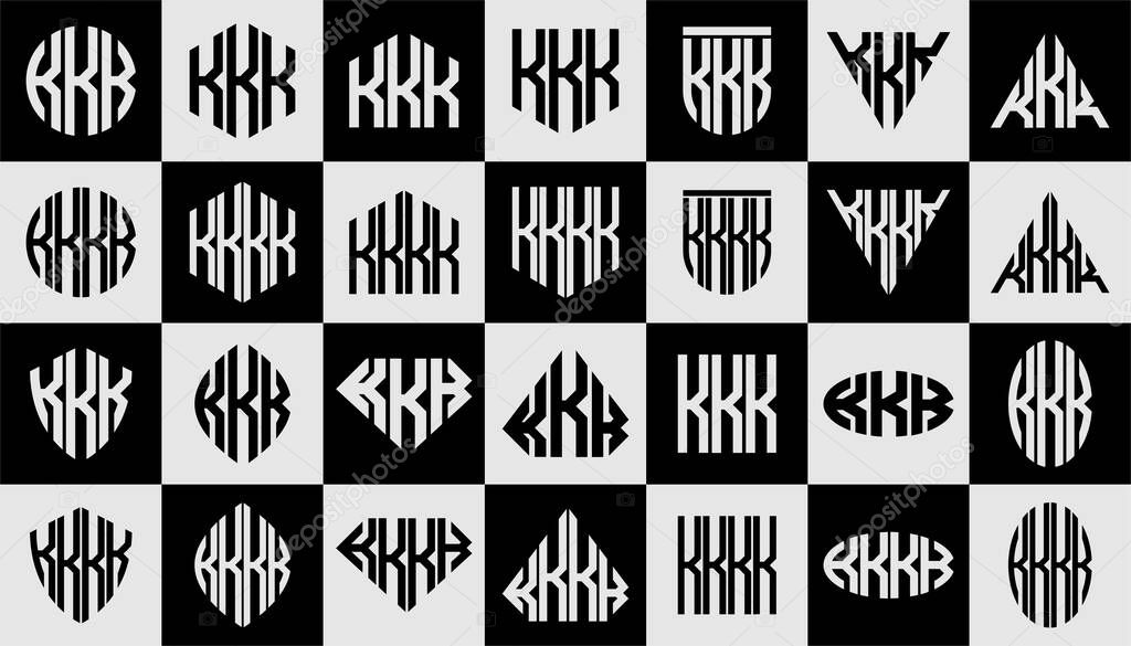 Set of geometric line shape letter K KKK KKKK logo design
