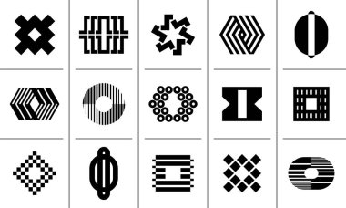 Satır soyut harf O logosu, 0 numaralı logo dizayn seti