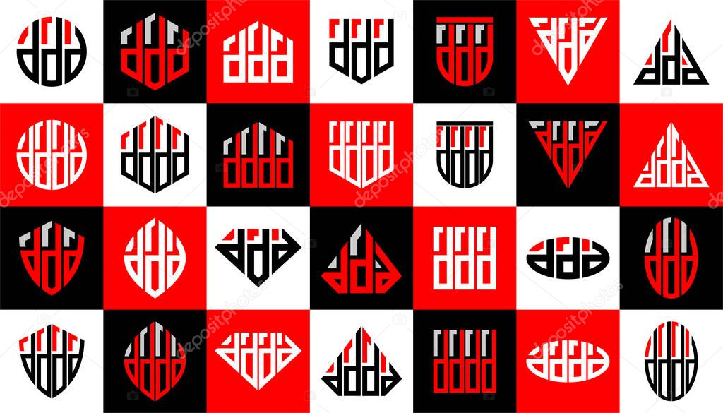 Modern line shape lowercase letter D DDD DDDD logo design set