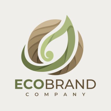 Modern dekoratif eko yaprak logosu tasarımı.
