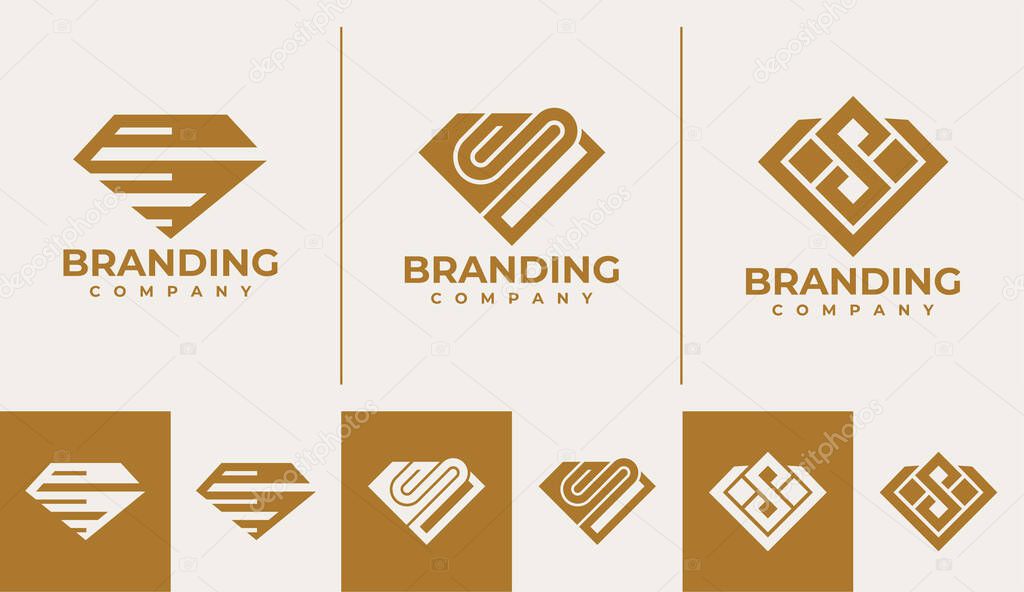 Luxury line diamond letter S logo design.