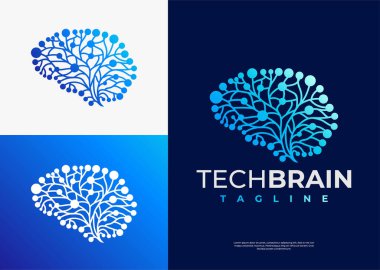 Teknoloji devresi insan beyni logo tasarımı markalaşma