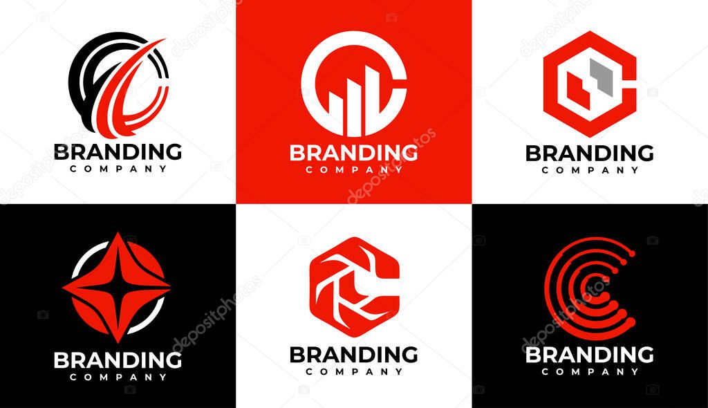 Bundle of letter C logo design template