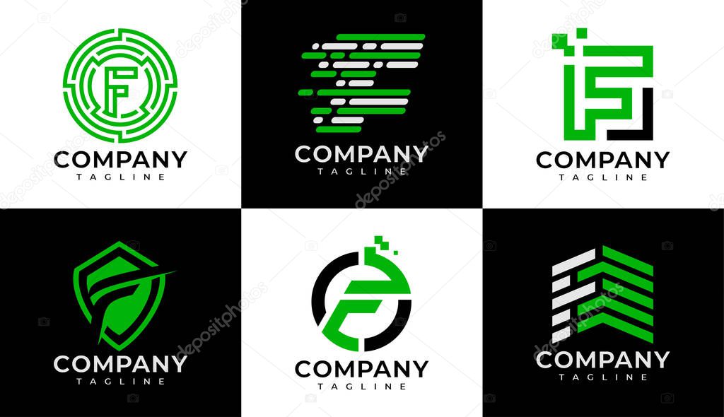 Modern digital line abstract letter F logo design