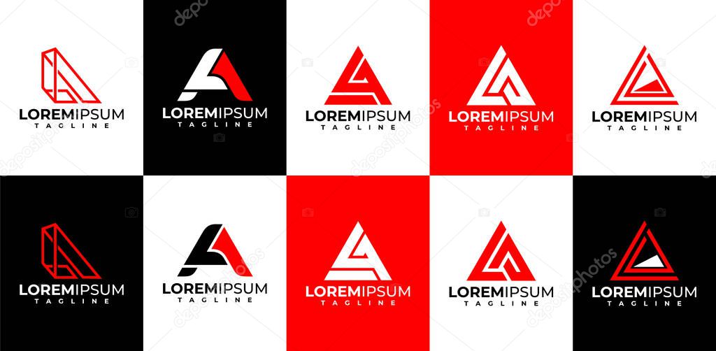 Modern digital line letter L A LA AL logo design.