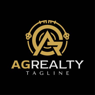 Luxury real estate letter A G AG GA logo design clipart