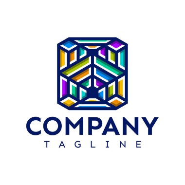 Modern renkli çizgi geometrik başlangıç H logosu tasarımı. 