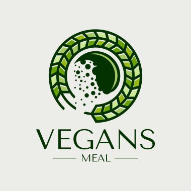 Minimalist buğday vegan logo tasarım şablonu