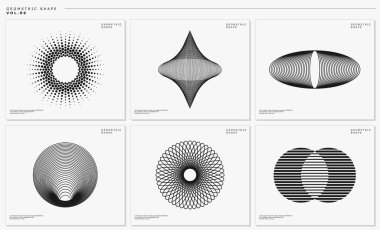 Geometrik soyut çizgi tasarım şablonu kümesi.