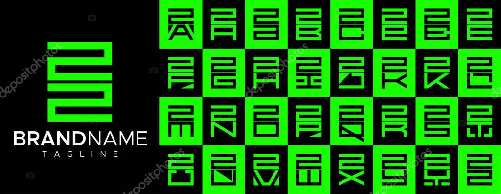 Simple square letter Z ZZ logo design set.