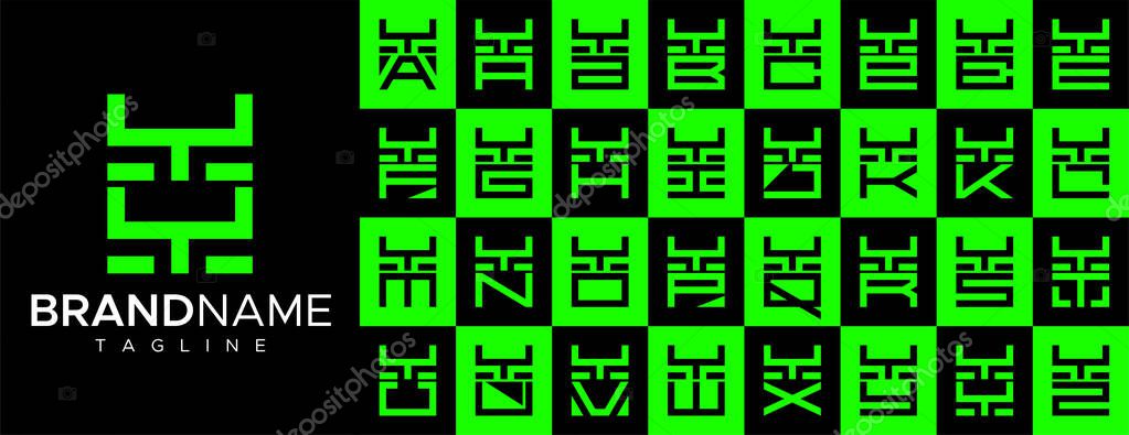Square letter Y YY logo design set.