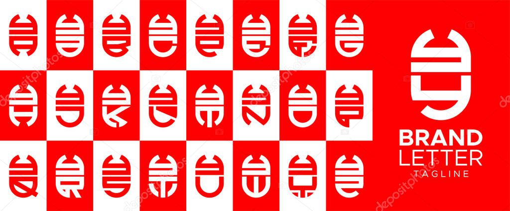 Minimalist capsule letter Y YY logo design set.