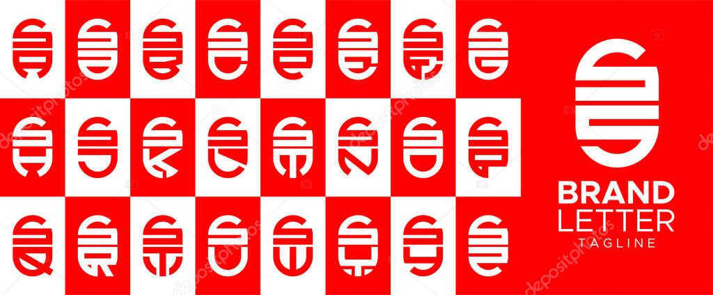 Minimalist capsule letter S SS logo design set.