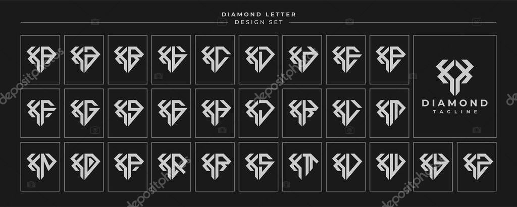 Set of luxury diamond crystal letter X XX logo design
