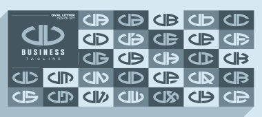 Modern eğri elips harfi U UU logo tasarım paketi