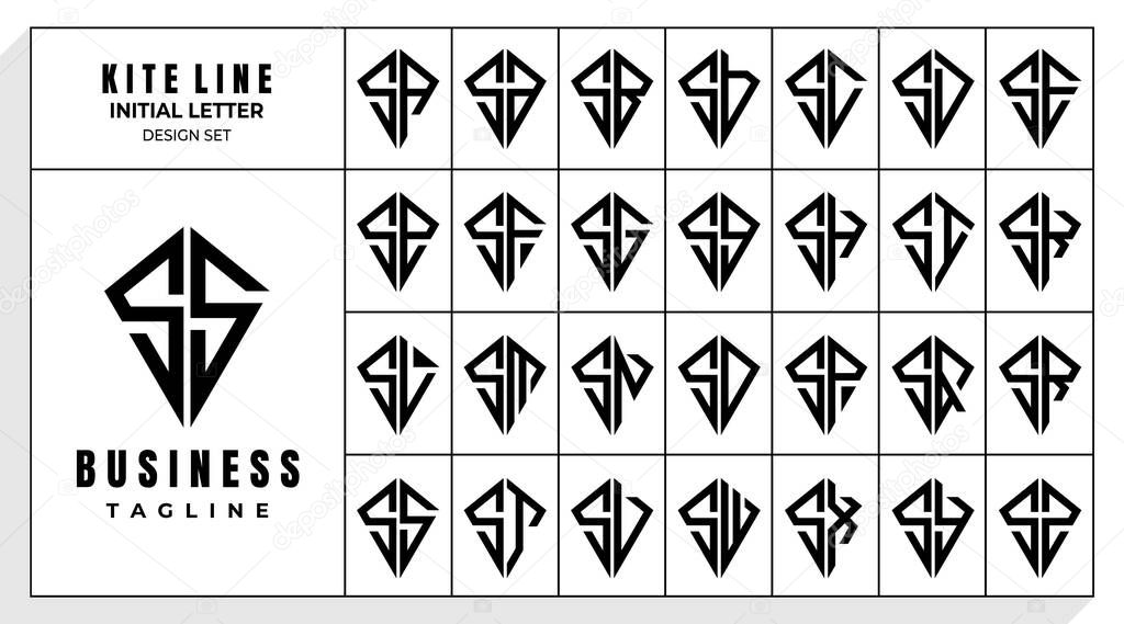 Set of abstract line kite letter S SS logo design