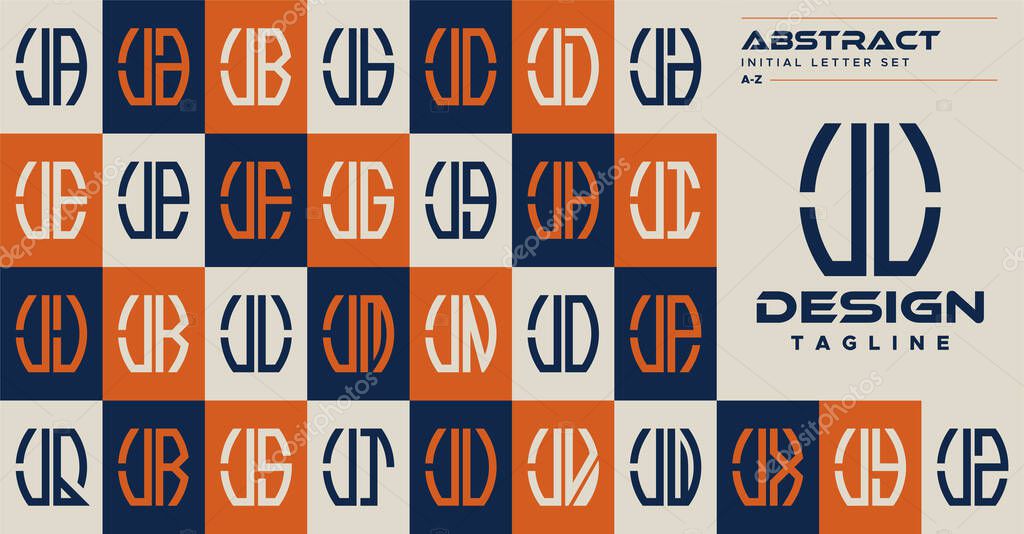 Set of simple abstract curve shape letter J JL logo design